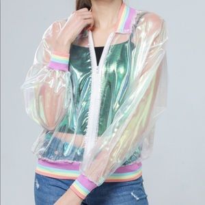 Holographic rainbow jacket - transparent